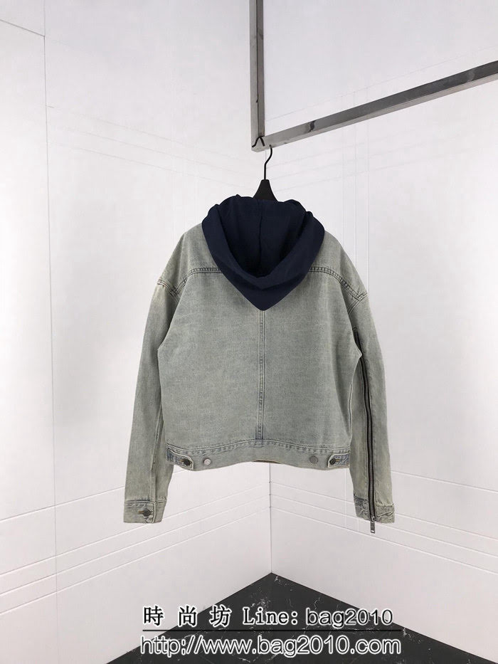 424on Fairfax 洛杉磯潮牌 18fw新款 牛仔連帽夾克 做舊水洗外套 情侶款 ydi1432